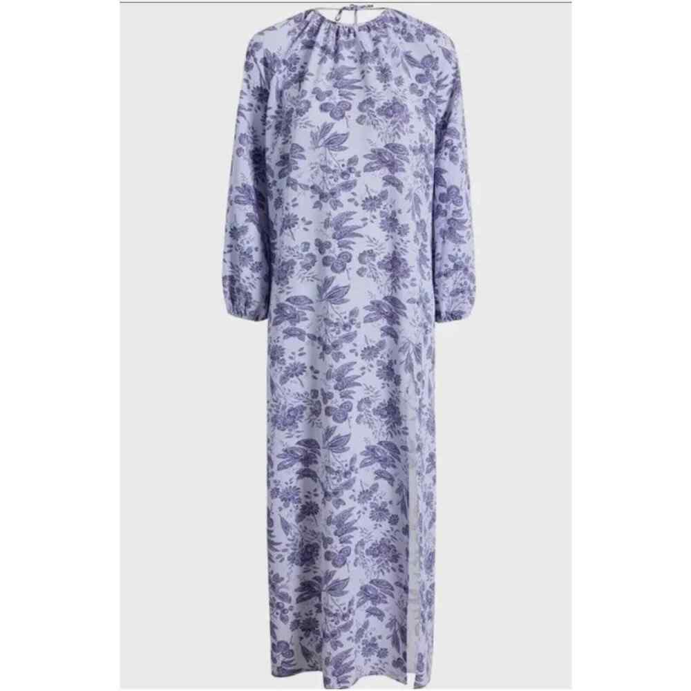 Hill House Home Simone Dress Tonal Floral Low Back Tie Maxi Size